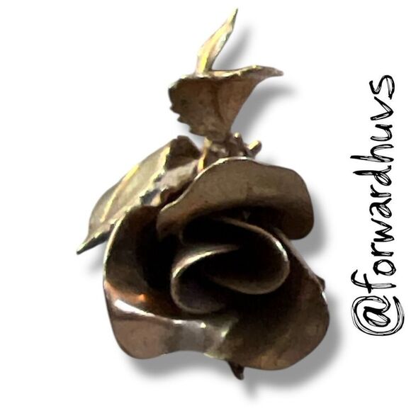 Bundle Sale 3 for $15 | Vintage Gold Tone Rose Brooch – 3”  Petals and Leaves - Picture 6 of 8
